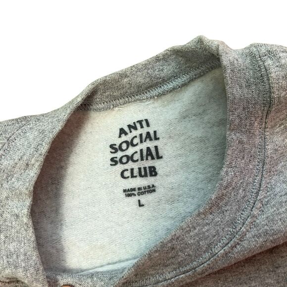 Anti Social Social Club Streetwear Sweatshirt Large Grey Pink ASSC Pullover - Picture 4 of 9
